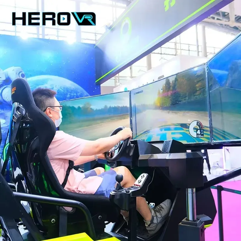 Hot Sale HEROVR Weightlessness Feeling Simulator 9D Vr Racing Car 9D VR Three-Screan Racing Car