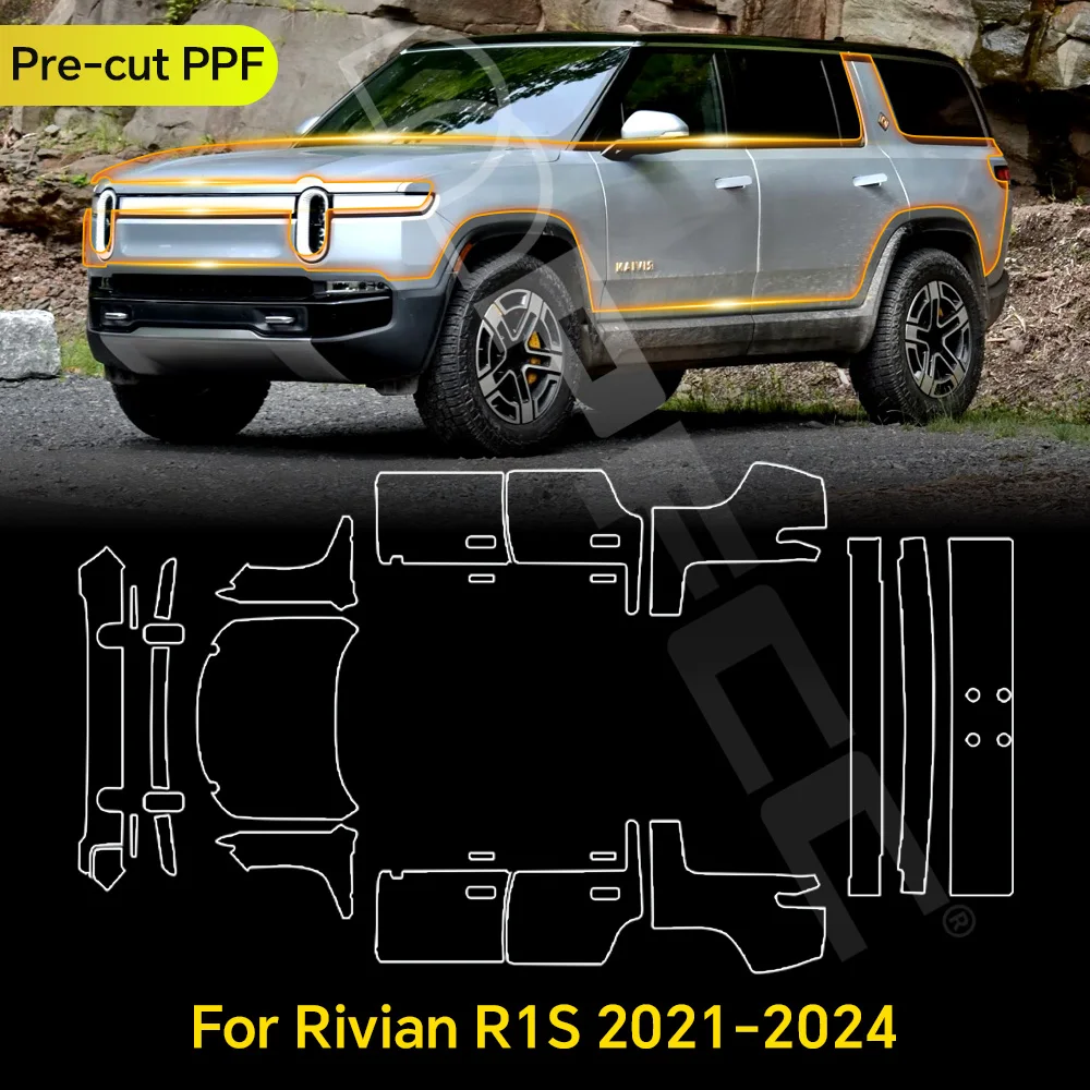 

For Rivian R1S 2021-2024 TPU Paint Protection Film Clear Bra Car Body Anti-Scratch Pre-cut PPF Resistant Invisible Repairable