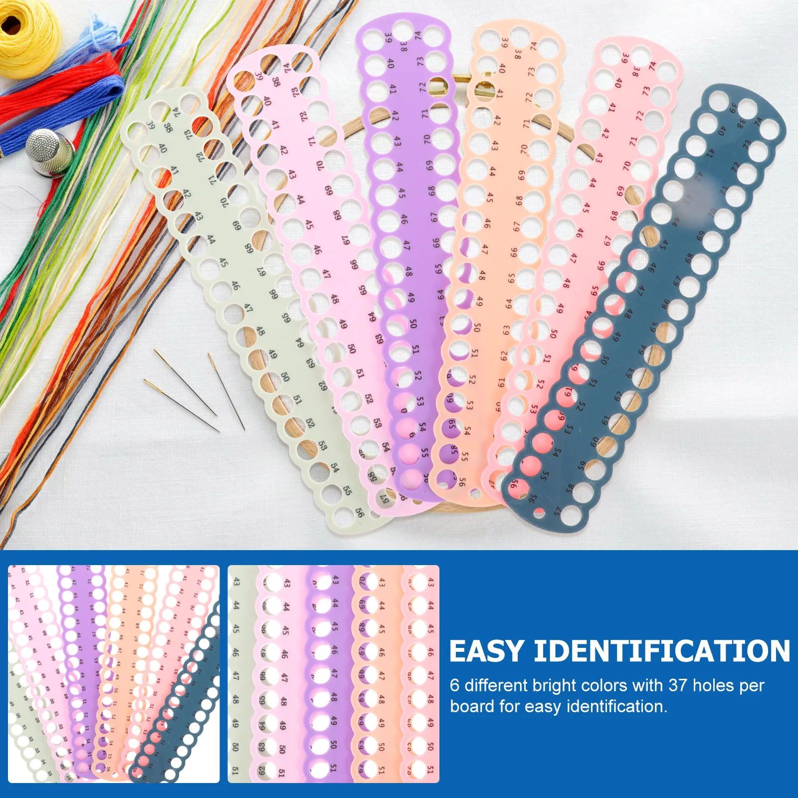 

6pcs Cross Stitch Threading Board Wear Resistant Embroidery ganizer Plastic Thread Holder Storage Box Multi Hole Daily Use