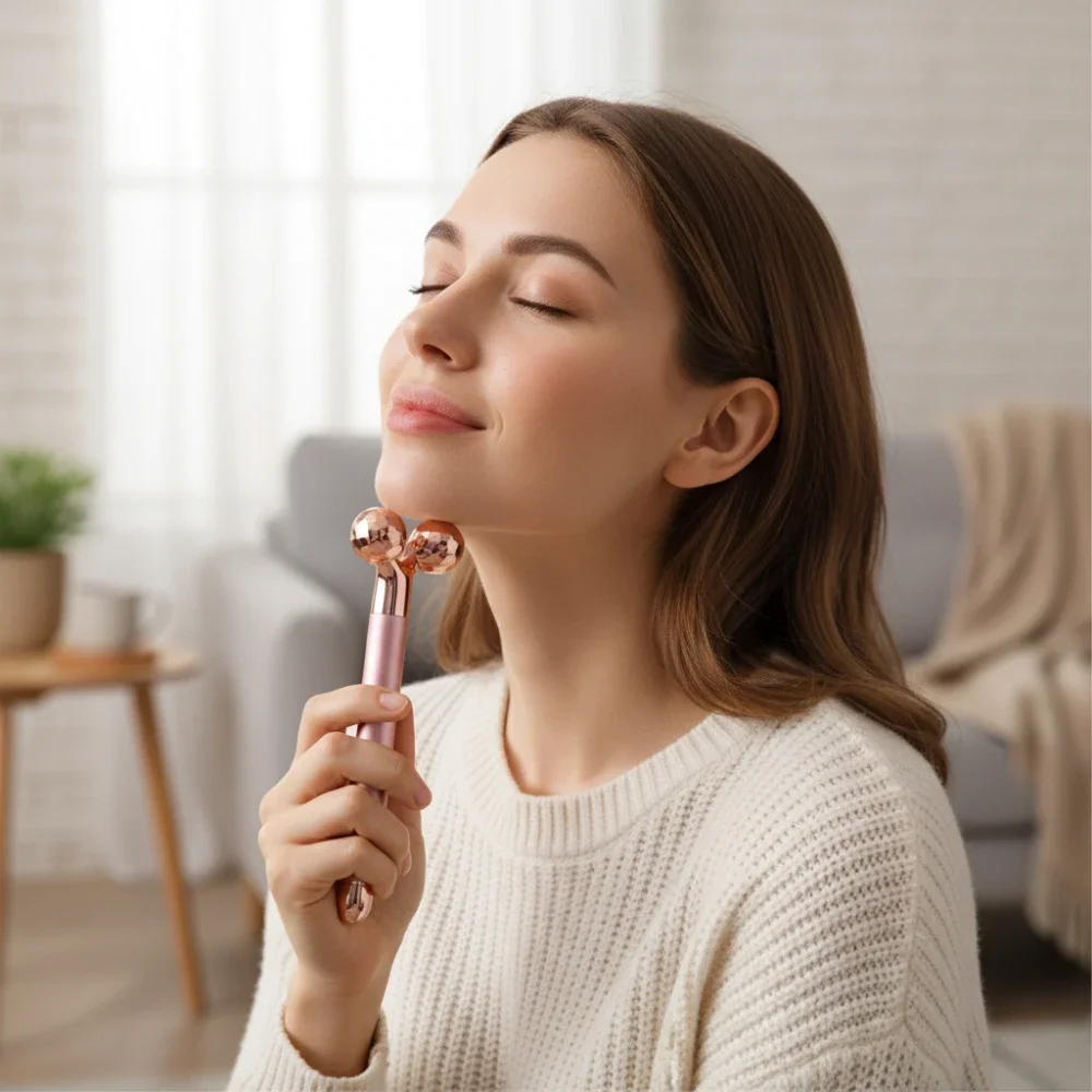 الجيل الجديد 24K الذهب مدلك بكرة الوجه الطاقة الجمال بار رفع وثبات المضادة للتجاعيد العناية بالبشرة الوجه التخسيس أداة