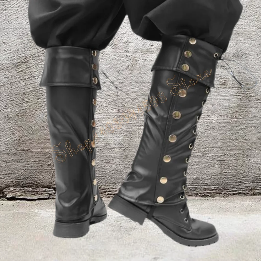 Zwarte Veterlaarzen Gesp Decor Dikke Hoge Hakken Mat Leer Hoge Hak Schoenen voor Vrouwen Hakken 2025, Nieuwe Zapatos Para Mujere