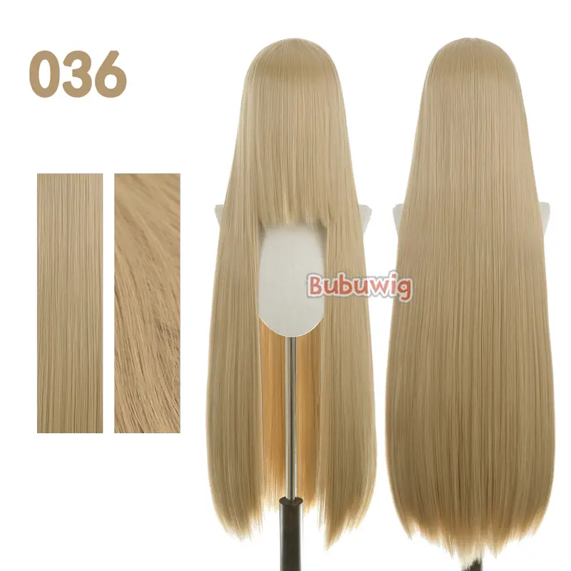 Bubuwig Synthetic Hair 100cm Long Straight Pure Color Cosplay Wigs Over 100 Colors Black White Red Blue Brown Wig Heat Resistant - Image 20