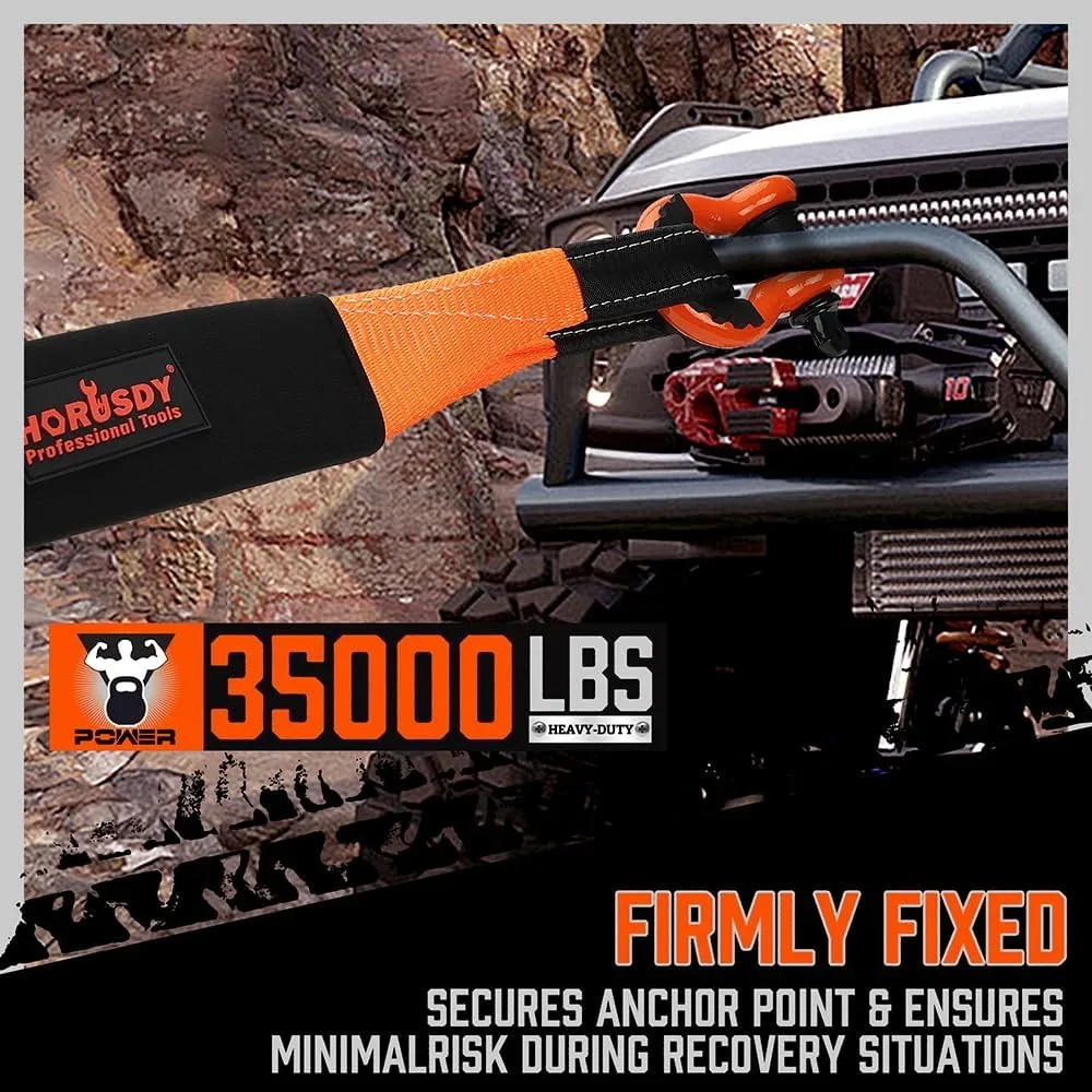 أشرطة سحب نايلون شديدة التحمل مع خطافات، 3 مجموعات بطول 30 قدمًا، قوة الشد 35,000 رطل، تتضمن أجهزة استقبال وصلتين