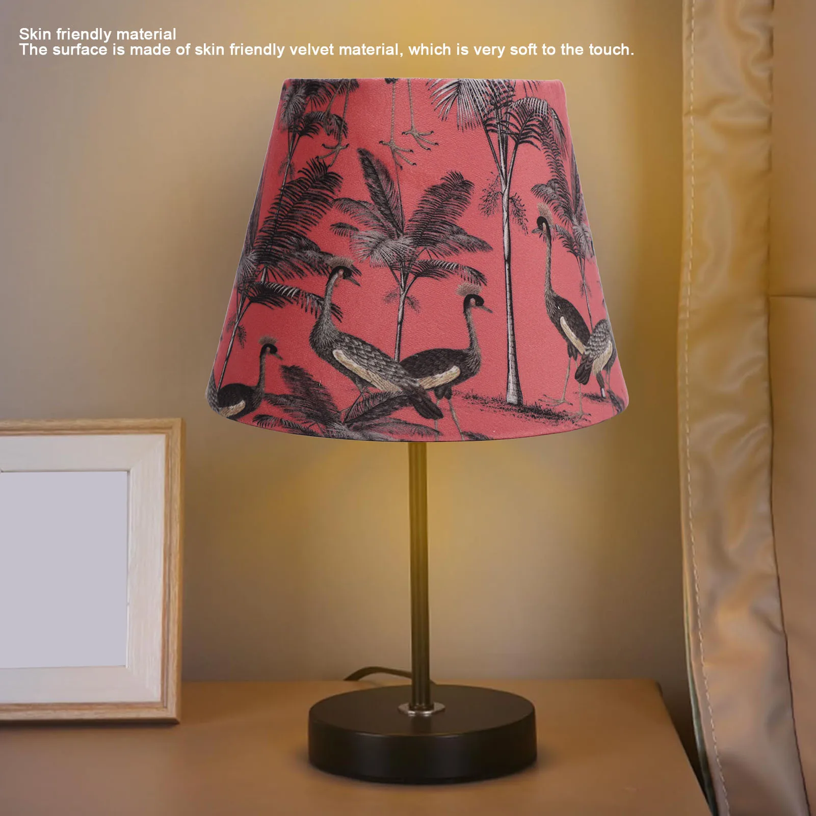 ZK40 Lampshade Modern Simple Velvet Exquisite Conical Decorative Lampshade for E27 E14 Lamp Head Peacocks