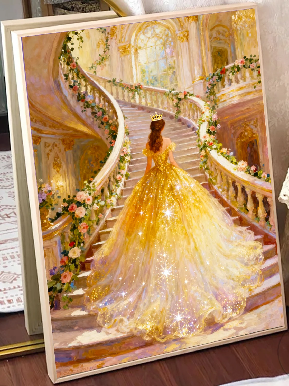 

Simple Modern Diamond Painting 5D Point Stick Diamond Cross Stitch Bedroom Wedding Dress Cartoon Girl No Frame Home Decor