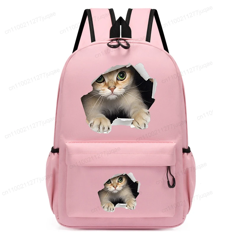 

Детский маленький розовый рюкзак «Снова в школу», детский сад, сумка для книг, графический милый кот, кавайный аниме, школьный рюкзак, сумки