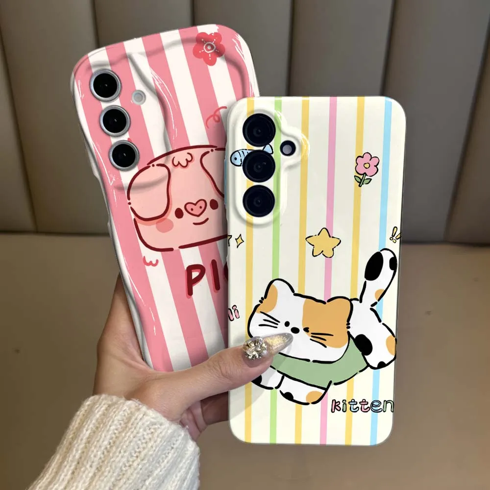 

Cartoon Anime Animals Phone Case For Samsung Galaxy A73 A53 A25 A34 A51 A54 A35 A55 A33 A56 A04 4G 5G Feilin Wave Oil Shell