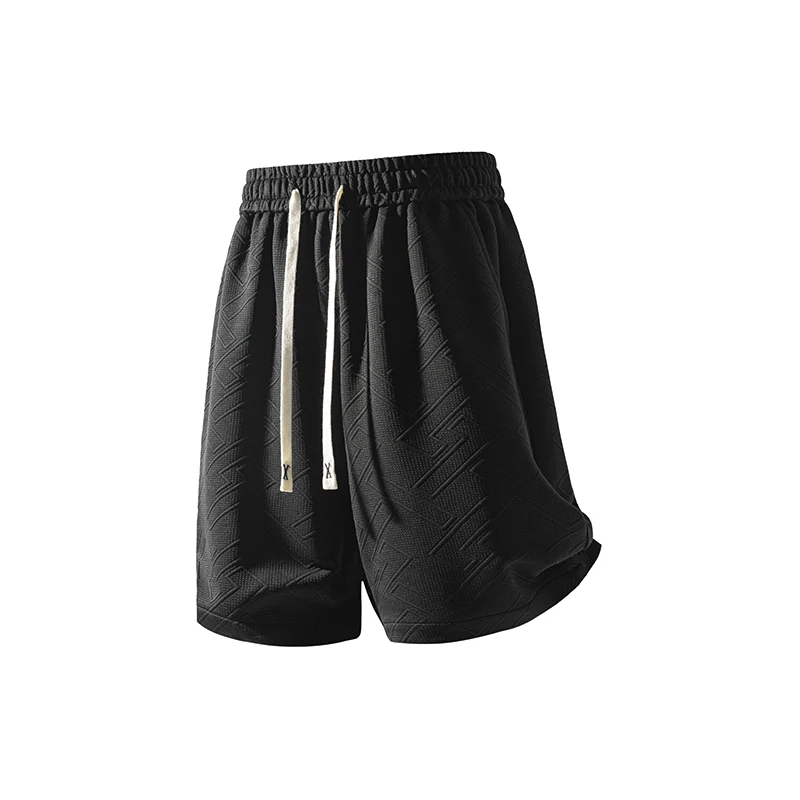 

Мужские спортивные шорты с стеганой текстурой | Однотонные черные штаны на шнурке + комфортный уличный стиль - Маст-хэв для законодателей моды 2026 года!