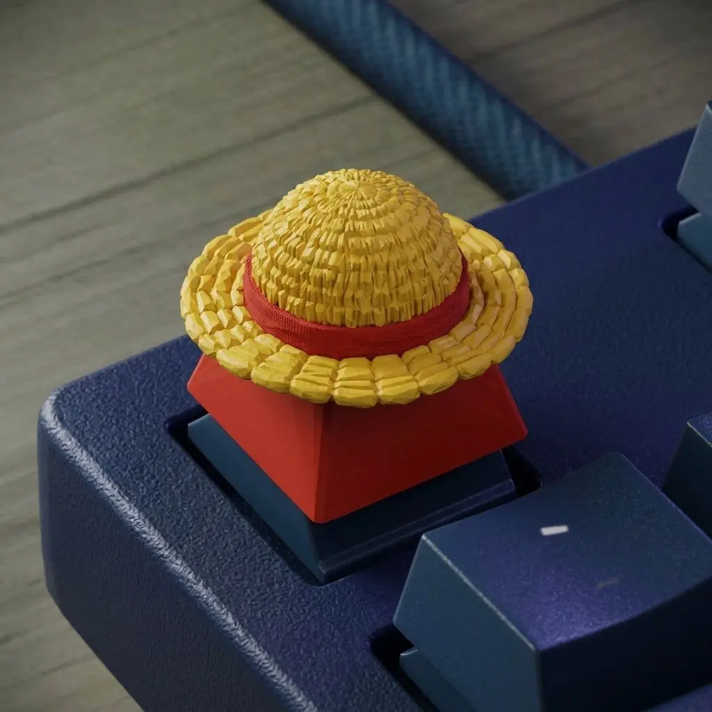 Straw Hat Keycaps, inspired by anime design, compatible with mechanical keyboard cross-axis switches, featuring a unique ESC key