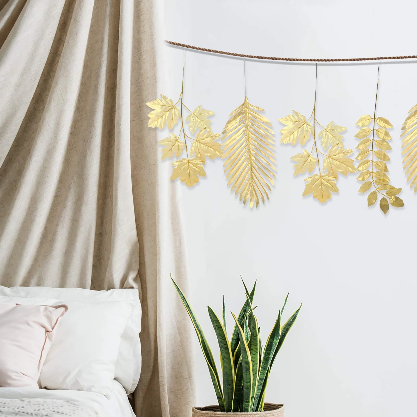 

30pcs Artificial Leaves Ornament Home Decoration Supplies Wedding Christmas Diy Gift Golden For Party Living Room Bedroom Office
