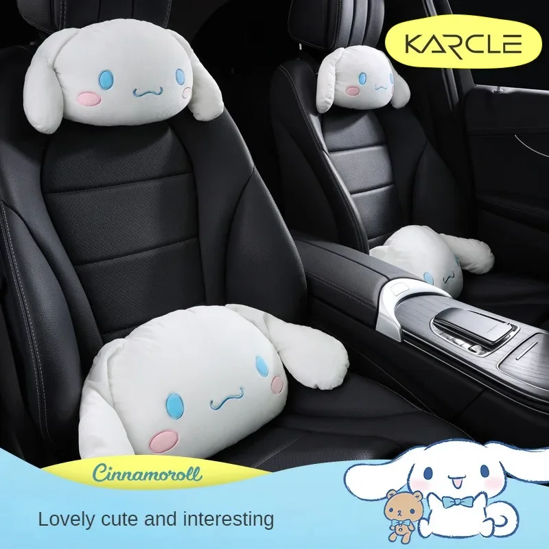 Sanrio Genuine Car Headrest Pillow Seat Belt Shoulder Pad Set Cartoon Car Interior Cinnamoroll Car Decoration Accessories Gift