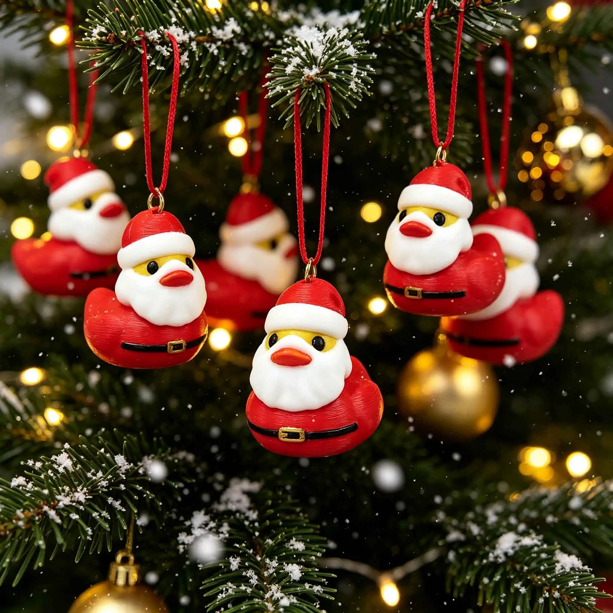 3D Printed Santa Duck Figurine Christmas Home Decor Xmas Holiday Desktop Ornament Gift view 4