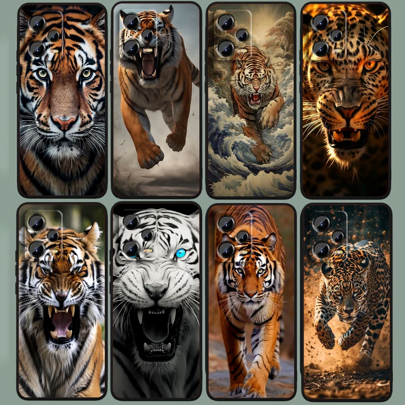 

Tiger Fierce Terrifying Art For Xiaomi Redmi Note 13 12R 12 12S Turbo 11 11T 11S 10 10S Pro Plus 5G Black Funda Phone Case