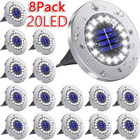 1/4/8Pack Solar Lights Outdoor 8/20LEDs Disk Underground Lamp Spotlight Buried Solar Light for Home Garden Lawn Yard Decoration