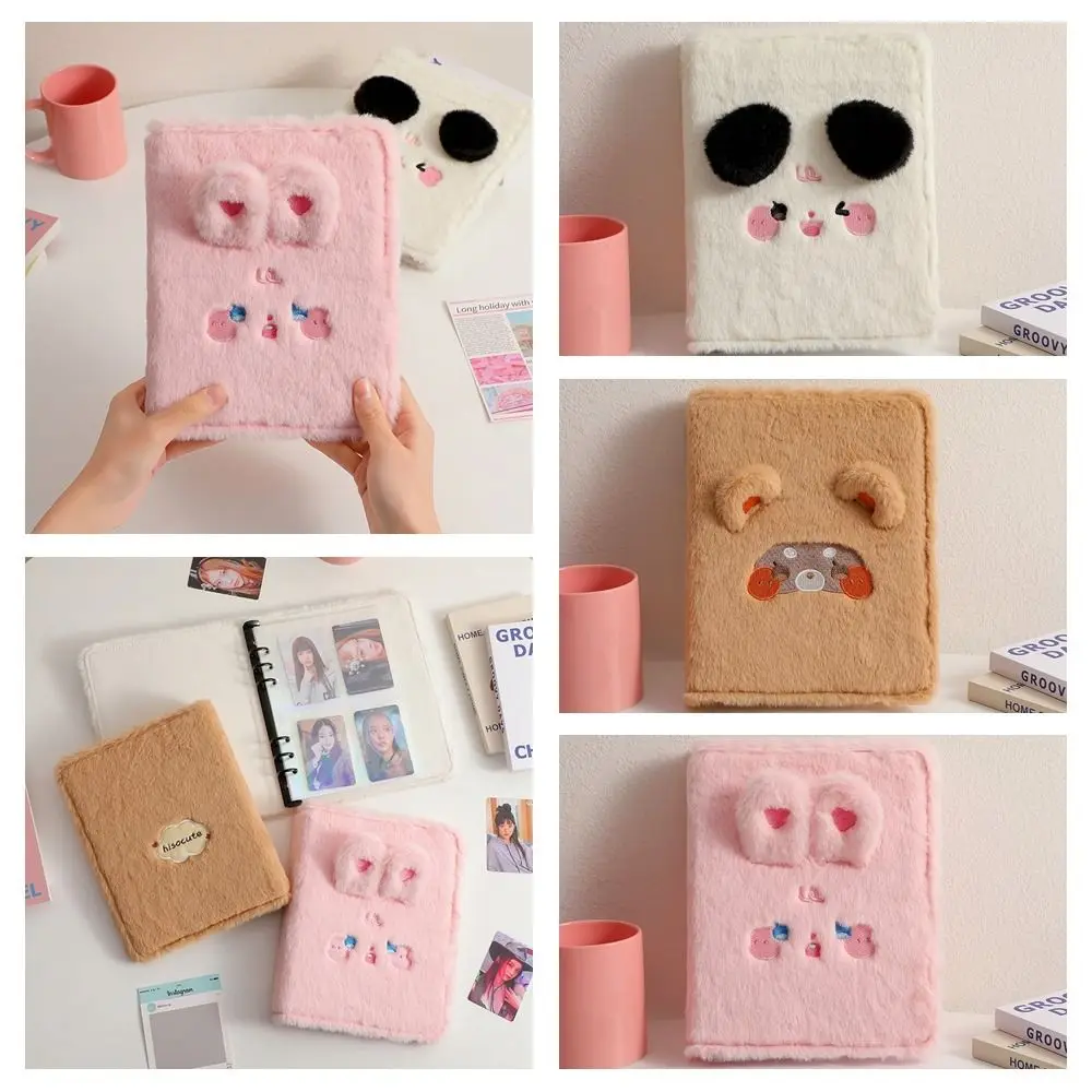 

Photocard Holder Cat Bear Cards Album Cover Card Albums Loose-leaf Plush Binder Cover Inner Page Refill Six-hole