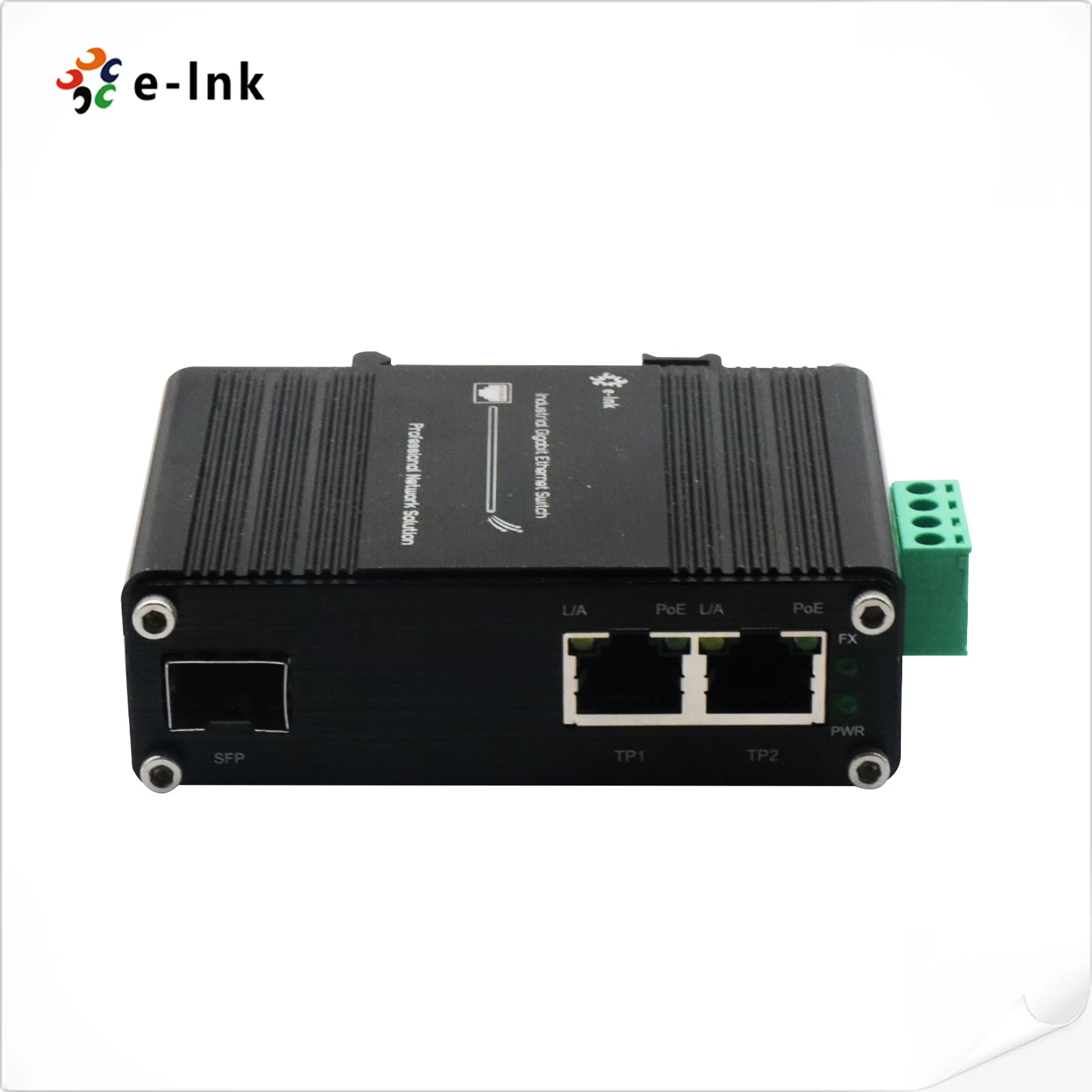 12-48V DC Input 2 Port 1000M PoE + 1 Port 100 1000M SFP Industrial Grade Gigabit 30W PoE Media Converter