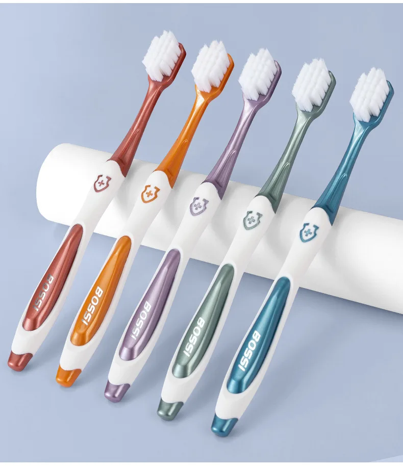 5本のワイドヘッド歯ブラシ、10000本の毛先が個別に包装されたスノーベルベット製の超極細ソフト毛、滑り止めハンドル付き