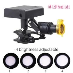 Wireless 5W Dental Headlight With Optical Filter LED Light Clip for Dental Loupes Surgical Headlight Battery Rechargeable