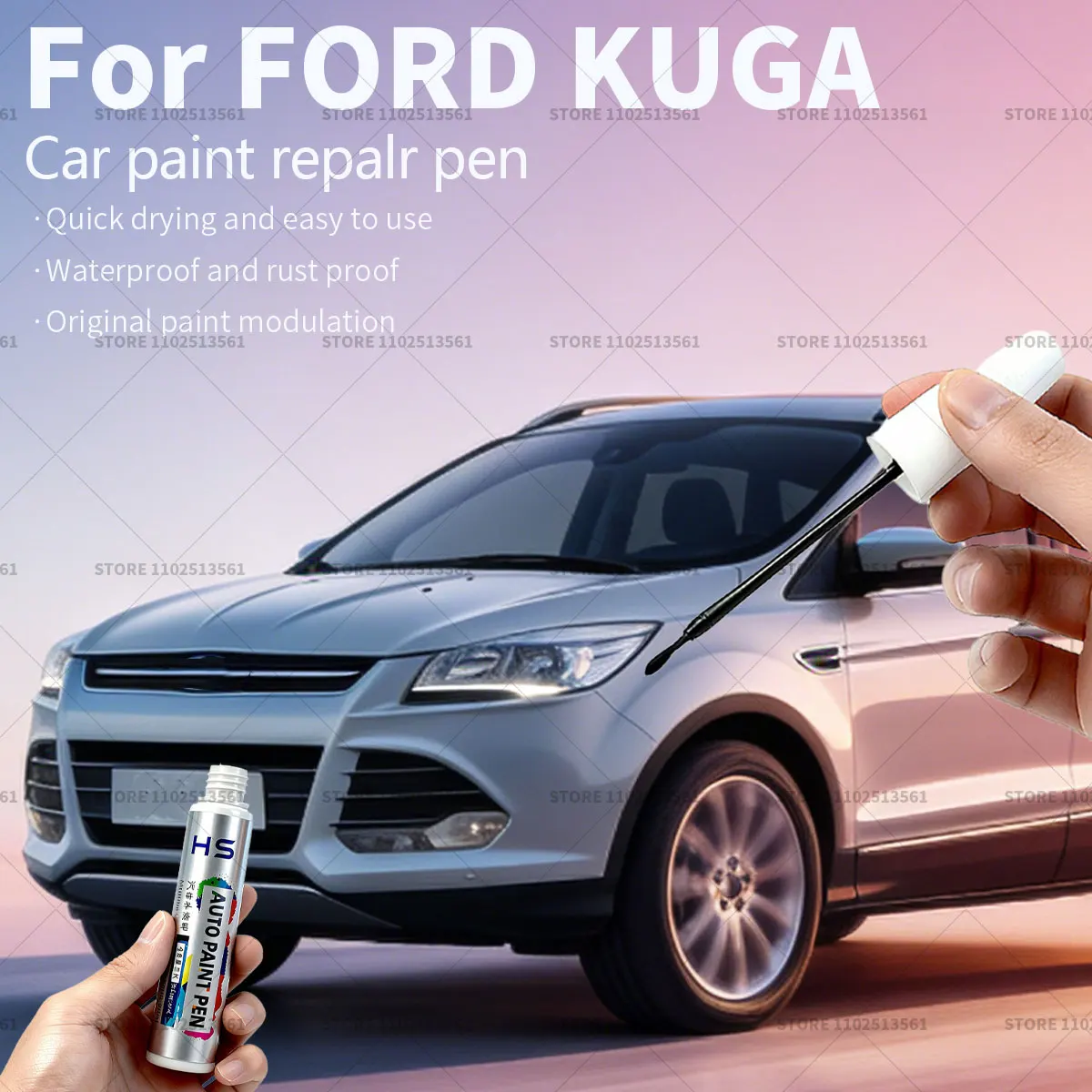 For FORD KUGA  Car Paint Repair Pen Paint Scratch Repair Accessories Agate Black Frozen White Lucid Red Solar Silver Green Blue