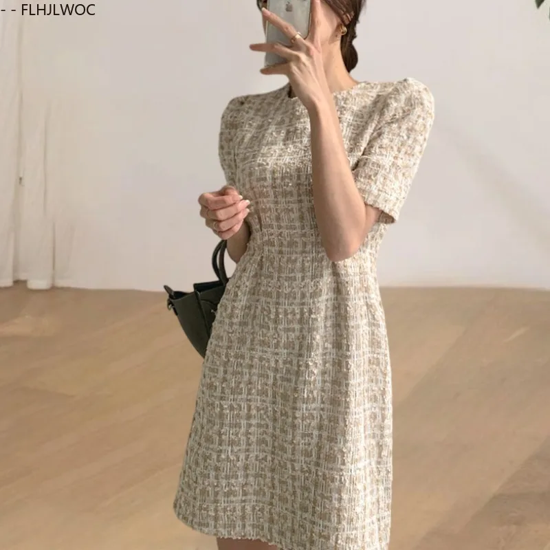 2023 sommer Kariertes Hemd Kleid Mode Frauen Chic Korea Japan Stil Mädchen Kleidung Büro Dame Arbeit Nette Taste Feminine Kleider