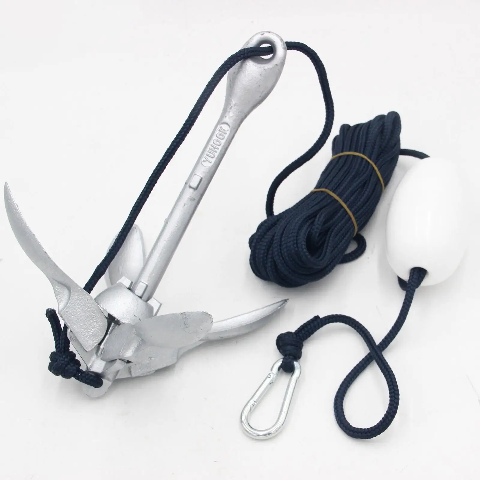 Secure Folding Grapnel Anchor 1.5kg with Rope and High Visibility Buoy for Kayak Fishing and Small Watercraft