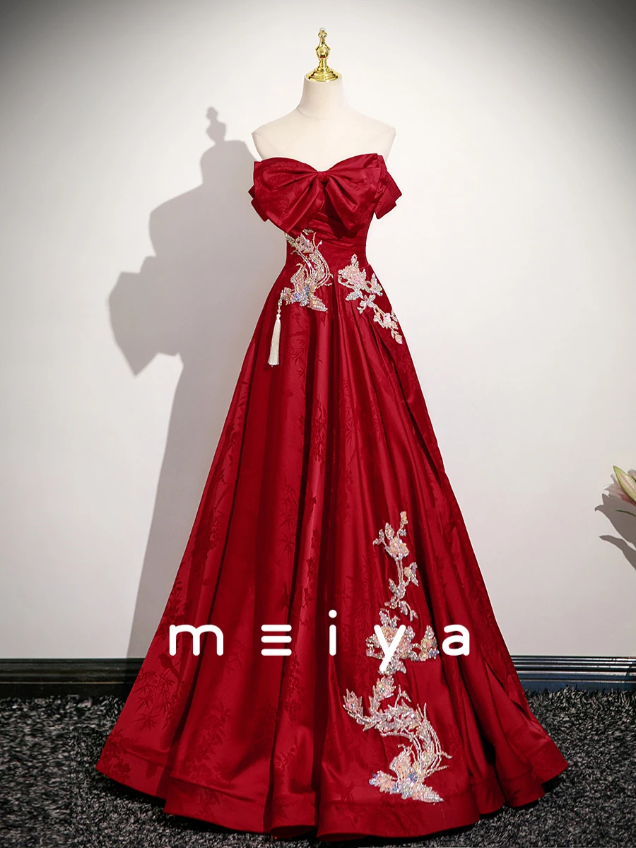 Chinese-style Women's Toast Dress, Bride's High-end Sense Engagement Dress, High-end And Elegant Embroidered Off-the-shoulder