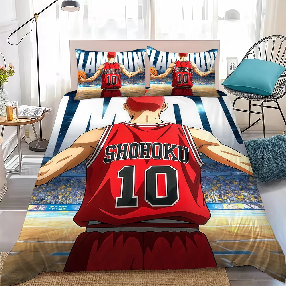 Sakuragi أنيمي سلام D-Dunk حاف مجموعة غطاء لينة غسل القطن السرير 3 قطعة الصيف مريحة طالب عنبر المنزل الطفل الفراش