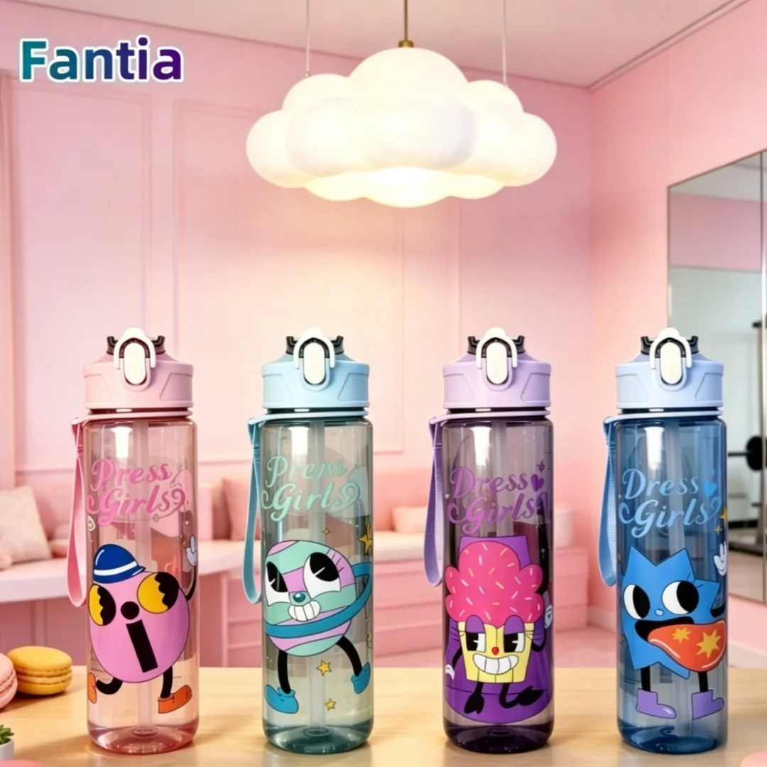 

Пластиковая бутылка для воды 750 мл, мультяшная, высококачественная, спортивная, герметичная, милая, для воды, подарки на Рождество и День рождения