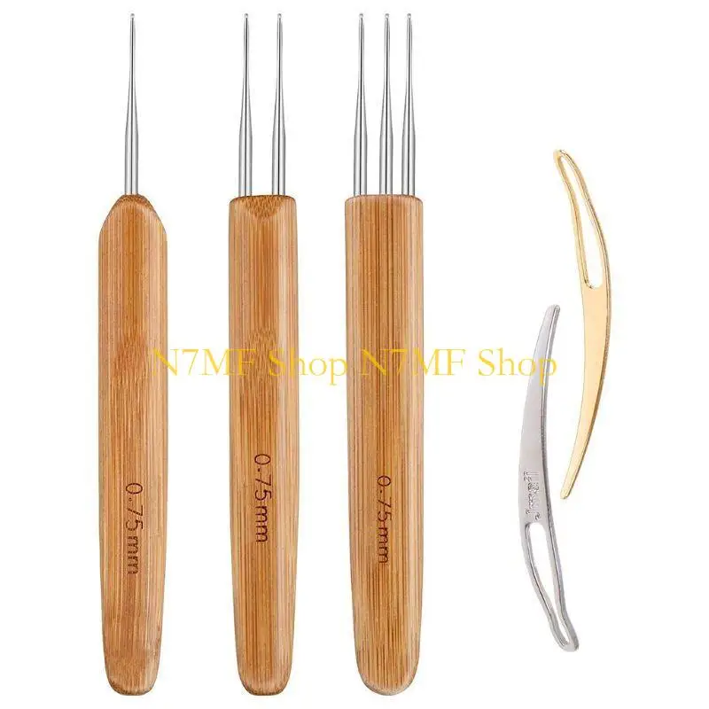 

N7MF 8pcs Dreadlocks Crochet Hook Crochet Игла и взаимосвязанные инструменты Easyloc Hair Tool для дреда блокировки
