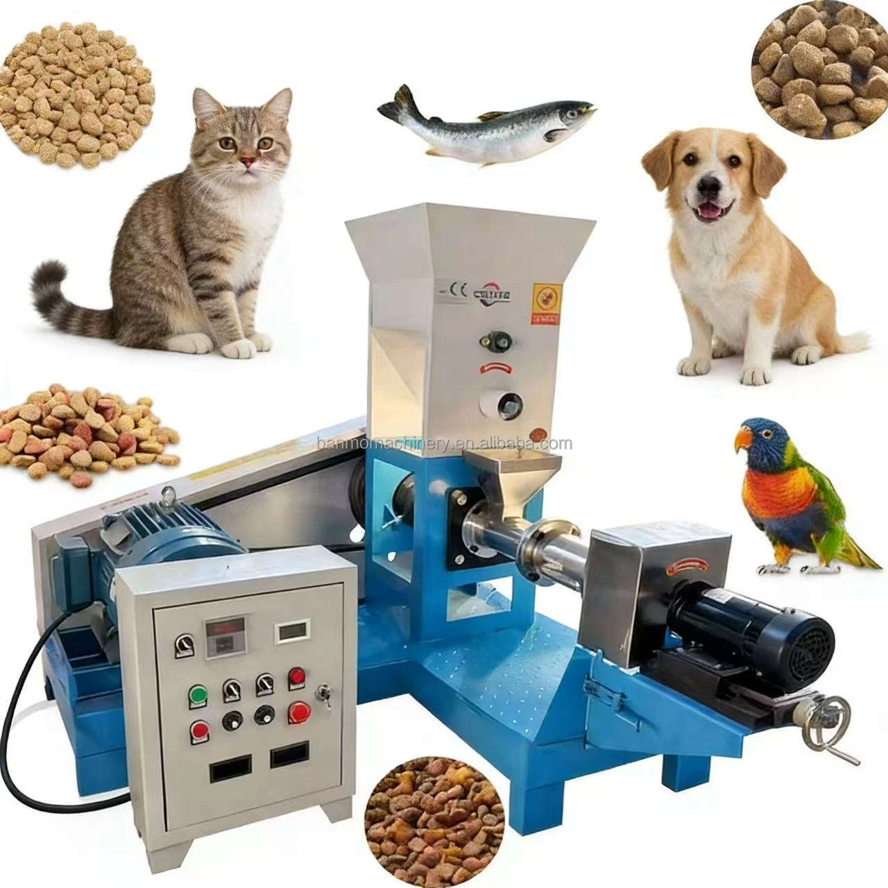 Floating Fish Feed Extruder Tilapia Fish Food Processing Machine Pet Dog Food Making Machinery