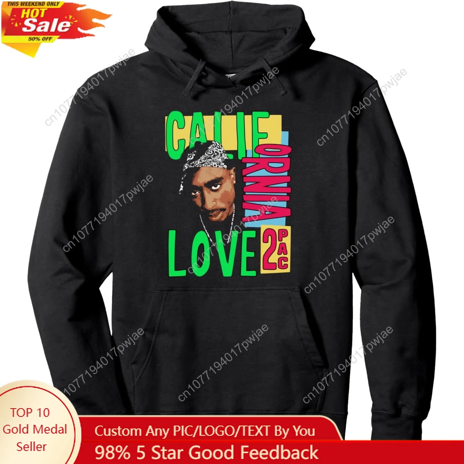 Oficjalna bluza z kapturem Tupac 2pac California Love