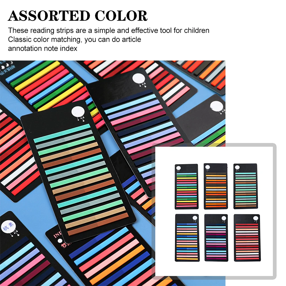

6pcs Colorful Reading Strips Sticky For Books Notebook Tabs Sentence Markers Portable Page Markers Book Supplies Sticky Index