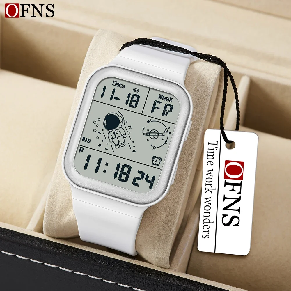 

OFNS 6052 New Fashion Trend Single Display Electronic Waterproof Watch Square Astro Men's and Women's Youth Watch