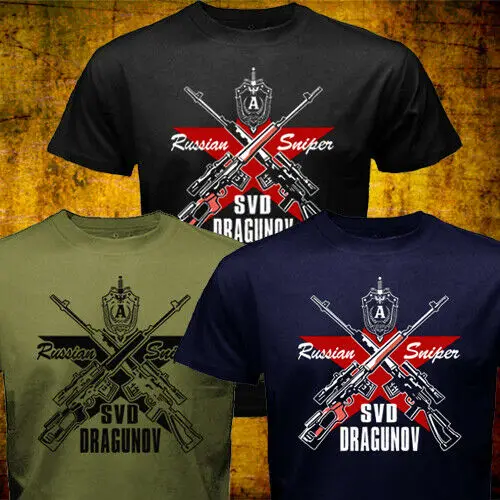 SVD Dragunov Russian Spetsnaz Alpha Group Sniper Rifle T-Shirt. Summer Cotton Short Sleeve O-Neck Mens T Shirt New S-3XL