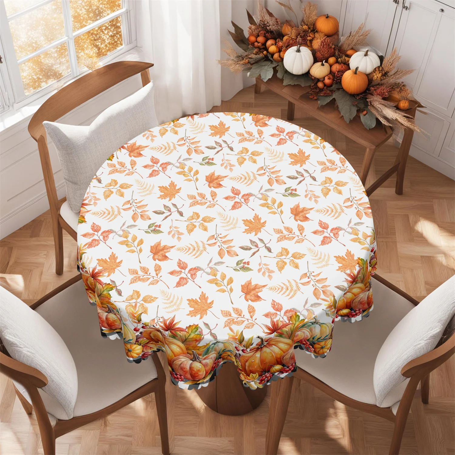 Buffalo Check Pumpkin Berry Fall Tablecloth - Suitable for rectangular and round tables