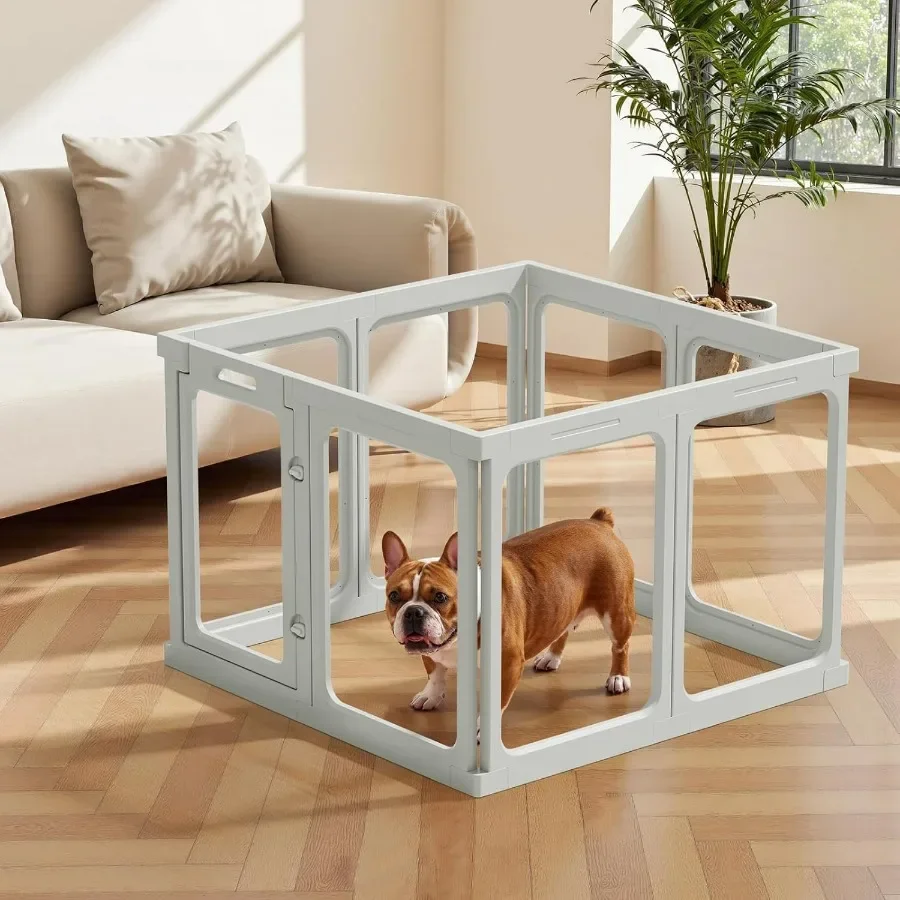 روضة كلب من الأكريليك الشفاف للاستخدام الداخلي 50 × 33.4 بوصة مع ارتفاع 24 بوصة حاوية شفافة للحيوانات الأليفة للكلاب الصغيرة Rab
