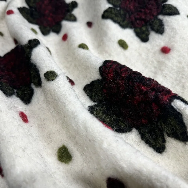 

Jacquard Knitted Warm Lamb Wool Fabric Fluffy Thick Autumn Winter Coat Fabrics Fashion Clothing Designer for Diy Sewing Cloth