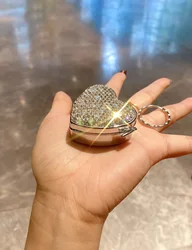Stainless steel mini pill box Portable diamond-encrusted love pill pill capsule small object storage and distribution box