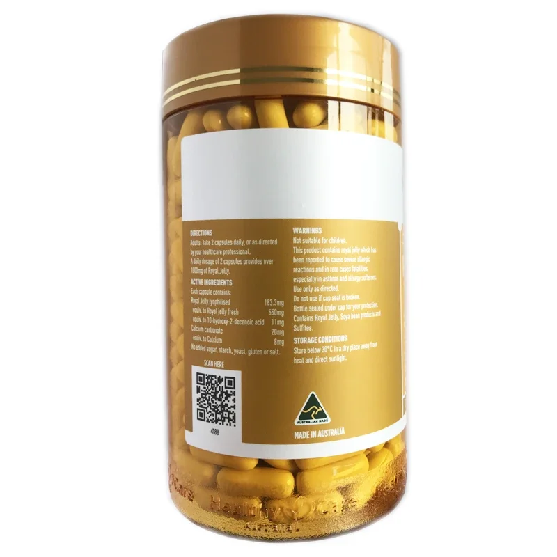 Premium Royal Jelly A Daily Dosage Provides Over 1000 Mg Royal Jelly Equivalent 365 Capsules