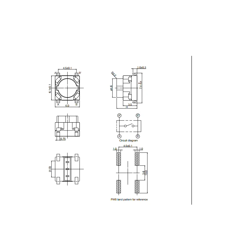 5pcs/lot Japan 6*6*5 Silent Silicone Tact Switch EVQP1F05M Button SMD 4 pins Reset Button Car Button For panasonic