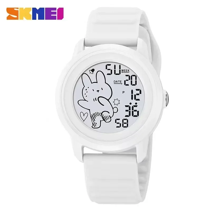 SKMEI Children Boys Girls Back Light Kids Wristwatch Alarm Clock Cute Cartoon Rabbit Pattern Countdown Sport Digital Watches