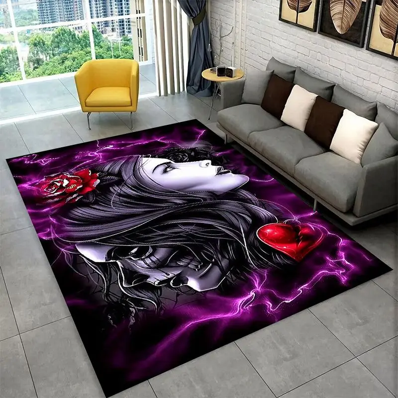 Gothic Skull Dead Girl Horror Female Large Area Rug Non-slip Carpet for Bedroom Living Room Sofa Doormat Home Decor Floor Mat - view 6