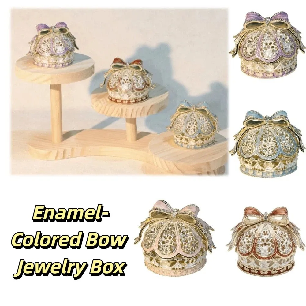

Light Luxury Crown Jewelry Box Desktop Design Mini Size Enamel Color Crown European Style Enamel Finish Ring Holder