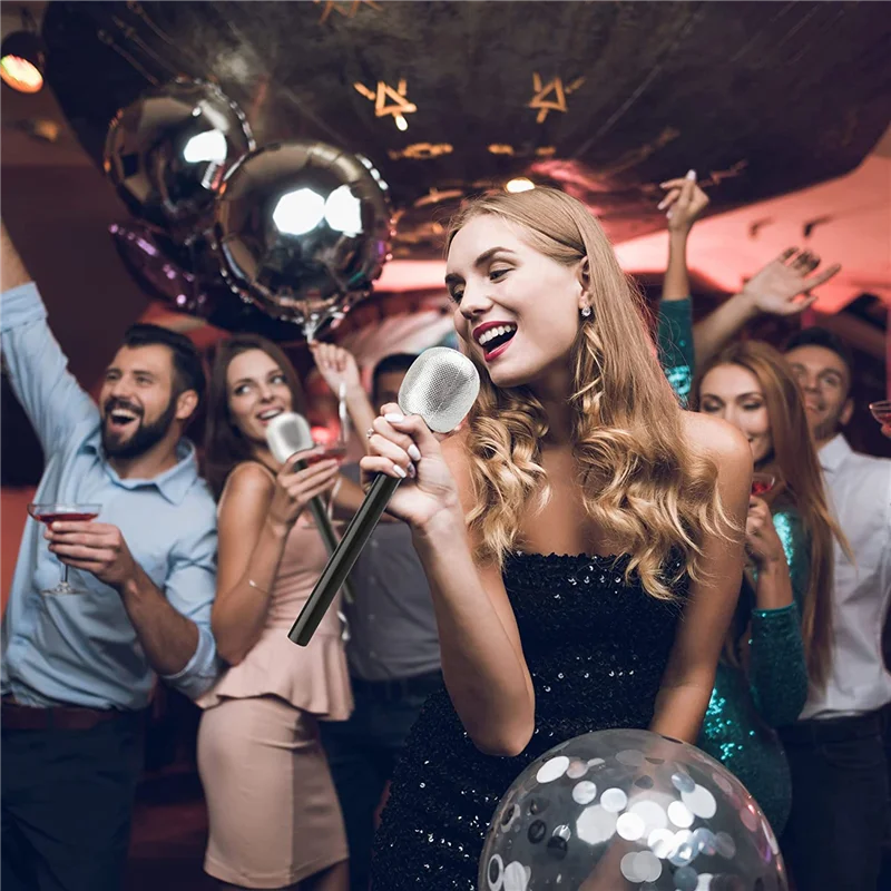 

ABUM-15 пакет микрофон сценический микрофон серебряный блестящий микрофон для косплея сценическая игра рок-звезда реквизит караоке тематическая вечеринка