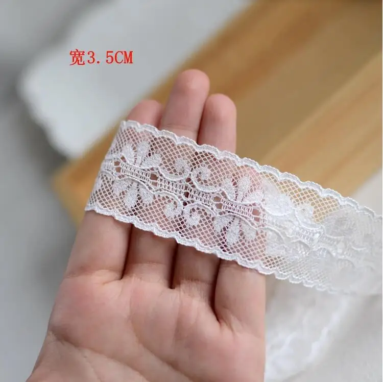 4 Meters/lot 3.5cm Width White Polyester Lace Trims Thick Lace Applique Fabric Sewing DIY Craft