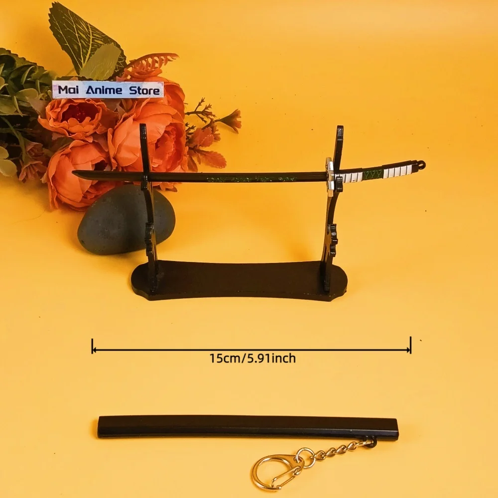 LLavero de Katana de Anime de 6 pulgadas, espada samurái Original, tamaño Real, Katana japonesa, cuchillo de Metal Ninja, espada, juguete para regalo afilado