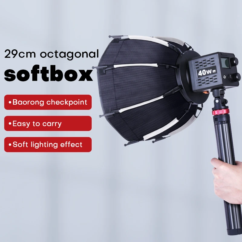 MiNi Speedlite Portable 30cm Softbox ottagonale pieghevole Quick Pack Light Box con Mini supporto per luce Video COB