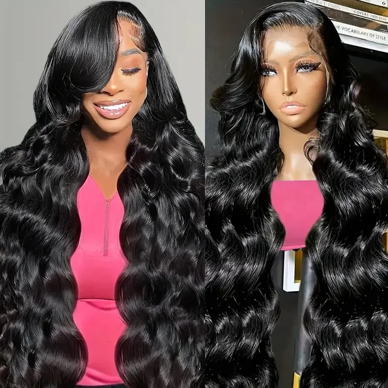 Rosabeauty HD Body Wave Nature Color 13X6 Transparent Lace Frontal Wig 13X4 Front Human Hair Glueless Wig 250% Density