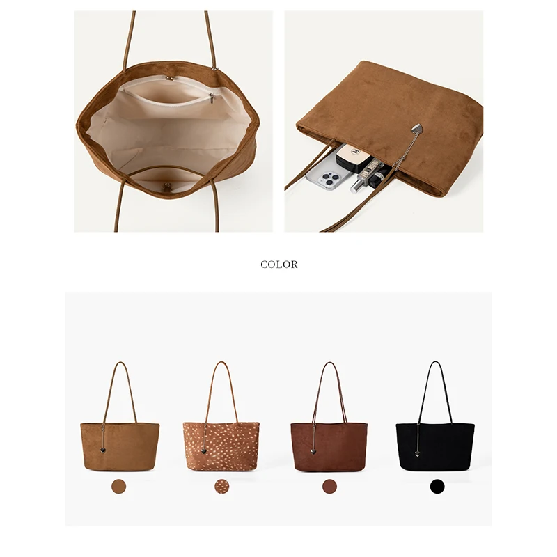Umhängetasche aus Kunstwildleder mit Hirschmuster, Vintage-Tragetasche für Damen im Herbst und Winter, koreanische einfache vielseitige Handtasche mit mattierten Hirschstreifen – Detail 1