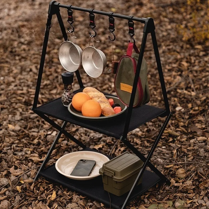 

Folding pen rack, portable folding storage rack, outdoor camping self-driving camping, multi-layer storage table